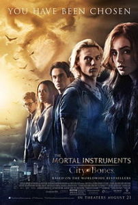                                                                     Official Poster of The Mortal Instruments: City of Bones. The poster shows (right to left) Clary Fray, Jace Wayland, Alec Lightwood, Isabelle Lightwood and Simon Lewis.